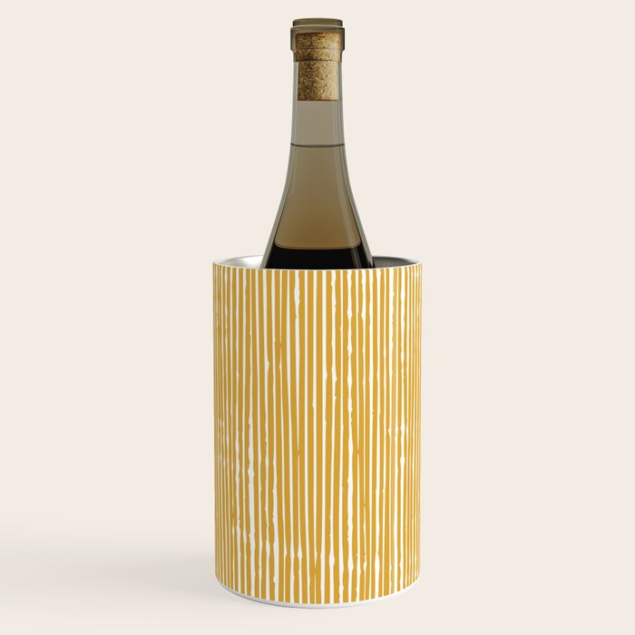 Rustic Abstract Stripes, Yellow and White Wine Chiller Gallery Image 1