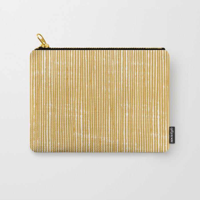 Rustic Abstract Stripes, Yellow and White Carry All Pouch Gallery Image 1