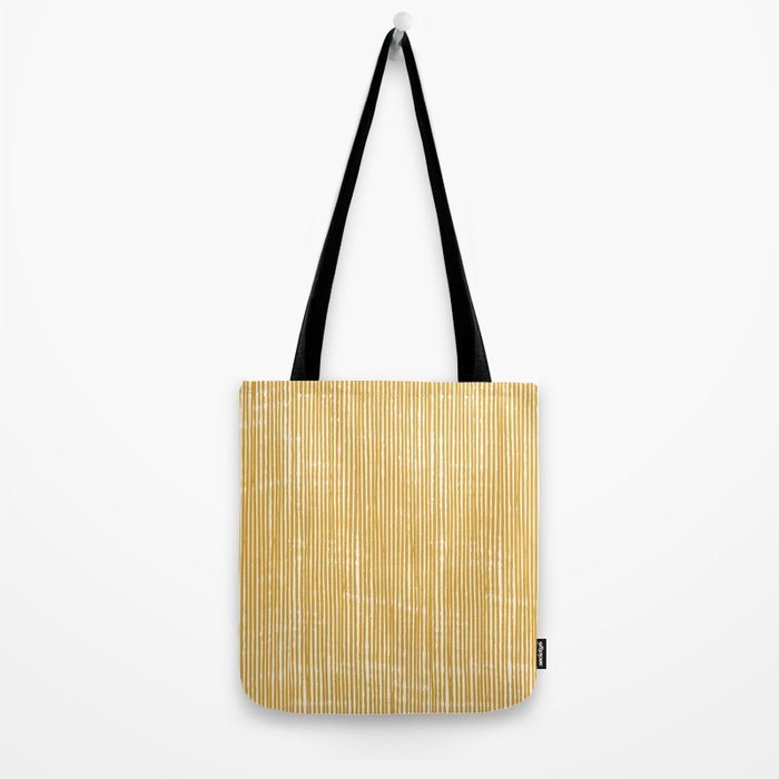 Rustic Abstract Stripes, Yellow and White Tote Bag Gallery Image 2