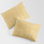 Rustic Abstract Stripes, Yellow and White Pillow Sham Gallery Image 3