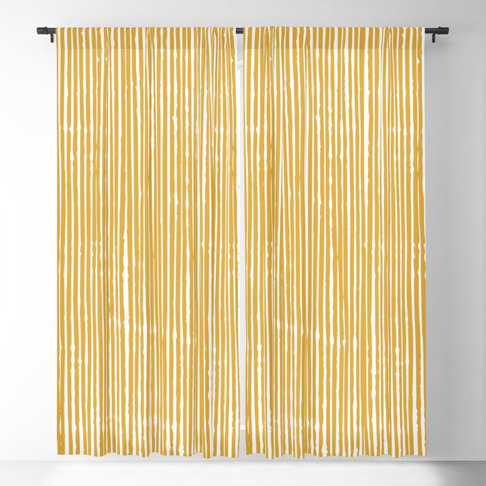Rustic Abstract Stripes, Yellow and White Window Curtain Gallery Image 1
