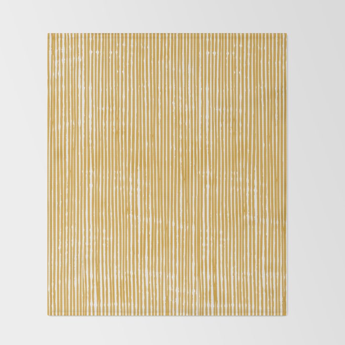 Rustic Abstract Stripes, Yellow and White Throw Blanket Gallery Image 2