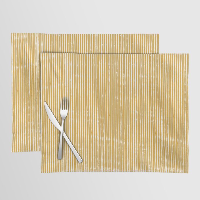 Rustic Abstract Stripes, Yellow and White Placemat Gallery Image 1