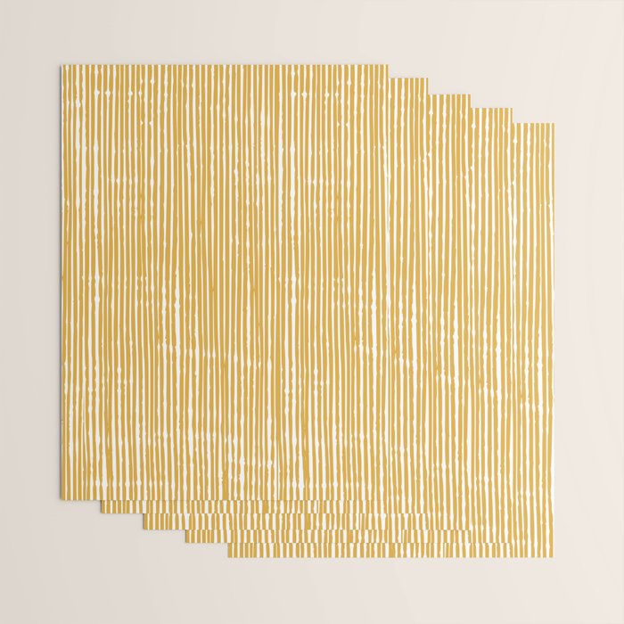Rustic Abstract Stripes, Yellow and White Wrapping Paper Gallery Image 3