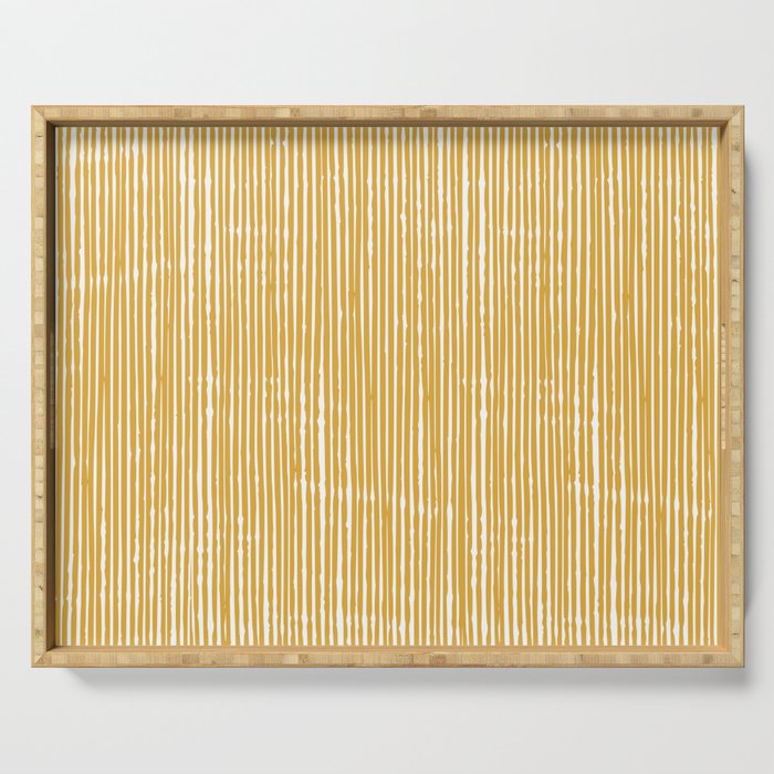 Rustic Abstract Stripes, Yellow and White Serving Tray Gallery Image 1