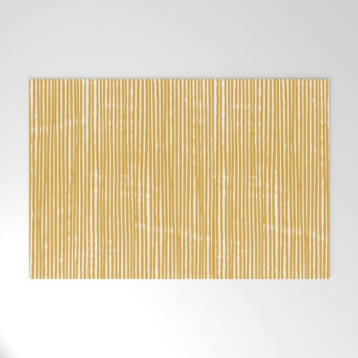 Rustic Abstract Stripes, Yellow and White Welcome Mat Gallery Image 1