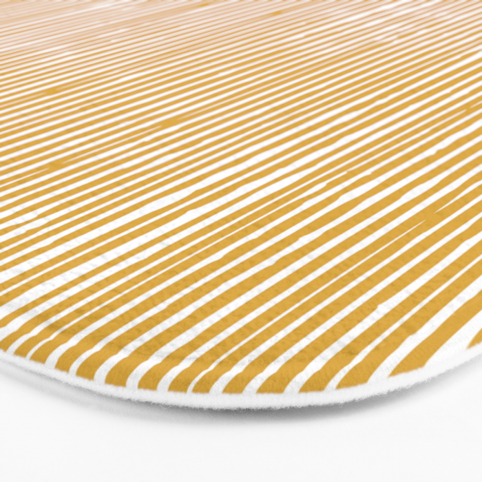 Rustic Abstract Stripes, Yellow and White Bath Mat Gallery Image 3