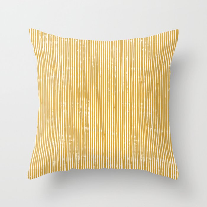 Rustic Abstract Stripes, Yellow and White Throw Pillow Gallery Image 6