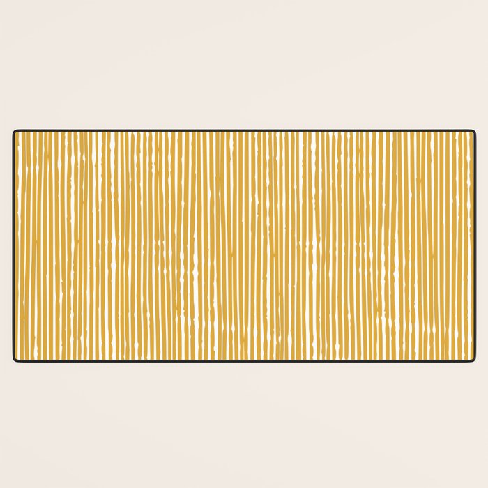 Rustic Abstract Stripes, Yellow and White Desk Mat Gallery Image 3