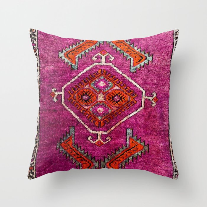 vintage Moroccan carpet Throw Pillow Gallery Image 1