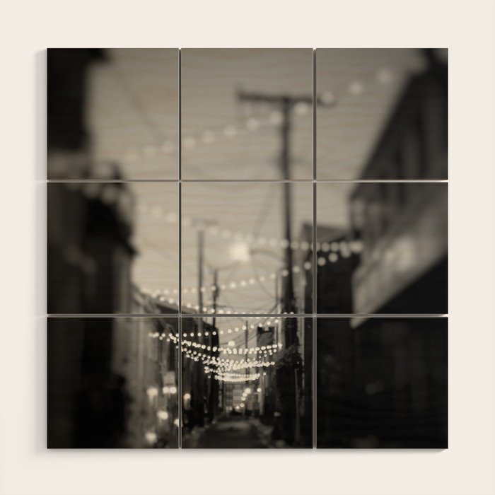 Party Lights in the City x Baltimore Maryland Wood Wall Art Gallery Image 1