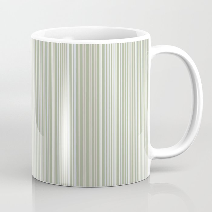 Fine Striped Pattern Vertical in Sage Green, Gray, Beige, and Cream Coffee Mug Gallery Image 1