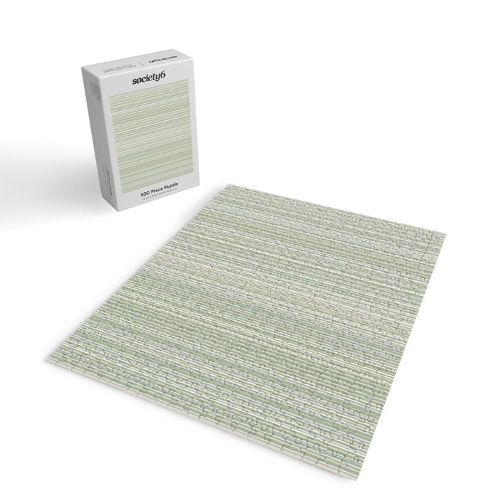 Fine Striped Pattern Vertical in Sage Green, Gray, Beige, and Cream Jigsaw Puzzle Gallery Image 2
