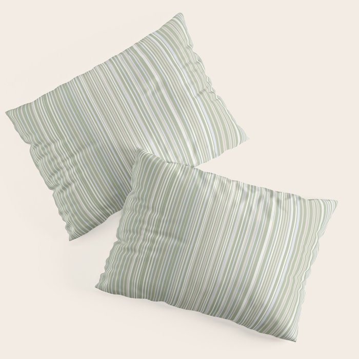 Fine Striped Pattern Vertical in Sage Green, Gray, Beige, and Cream Pillow Sham Gallery Image 3