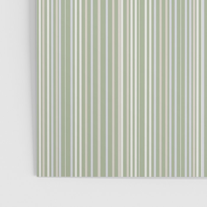 Fine Striped Pattern Vertical in Sage Green, Gray, Beige, and Cream Poster Gallery Image 3