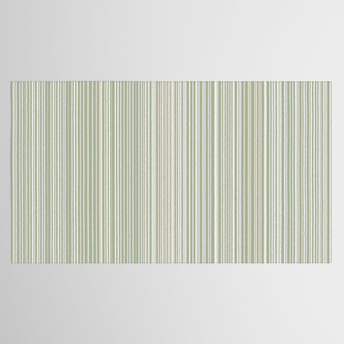 Fine Striped Pattern Vertical in Sage Green, Gray, Beige, and Cream Tablecloth Gallery Image 2