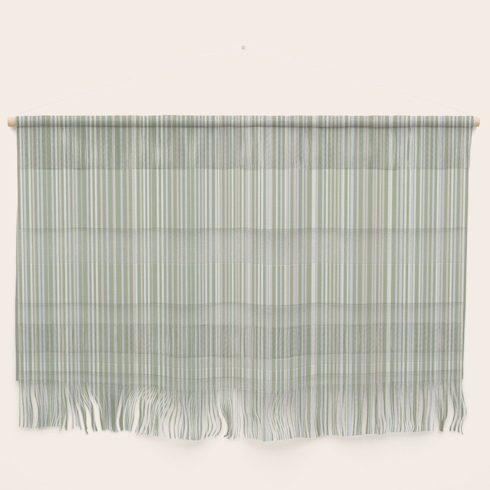Fine Striped Pattern Vertical in Sage Green, Gray, Beige, and Cream Wall Hanging Gallery Image 1