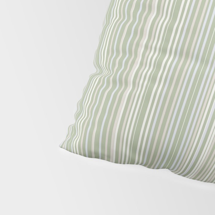 Fine Striped Pattern Vertical in Sage Green, Gray, Beige, and Cream Pillow Sham Gallery Image 4