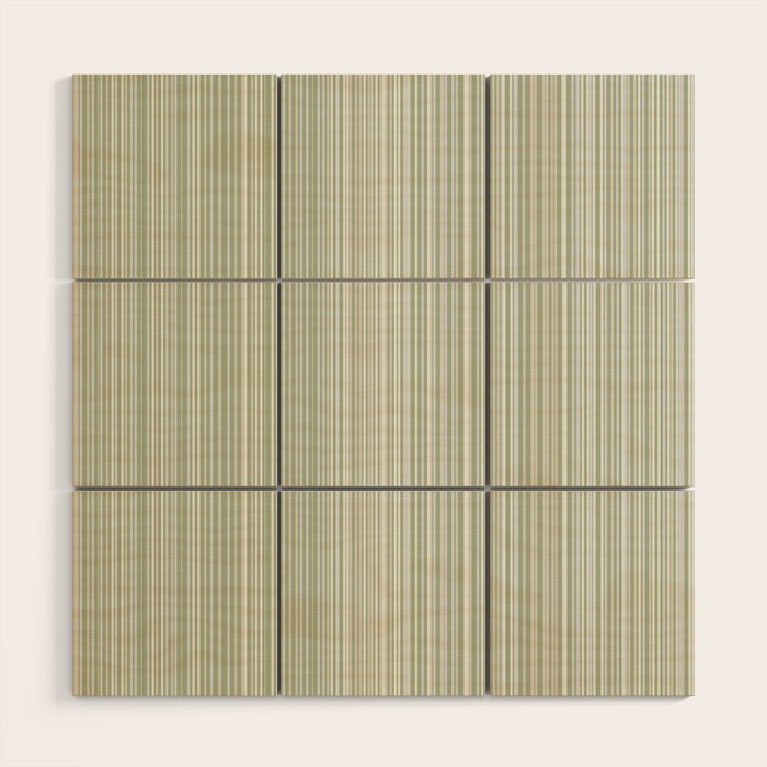 Fine Striped Pattern Vertical in Sage Green, Gray, Beige, and Cream Wood Wall Art Gallery Image 1