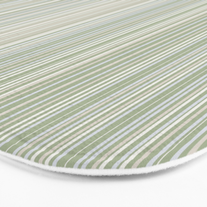 Fine Striped Pattern Vertical in Sage Green, Gray, Beige, and Cream Bath Mat Gallery Image 3