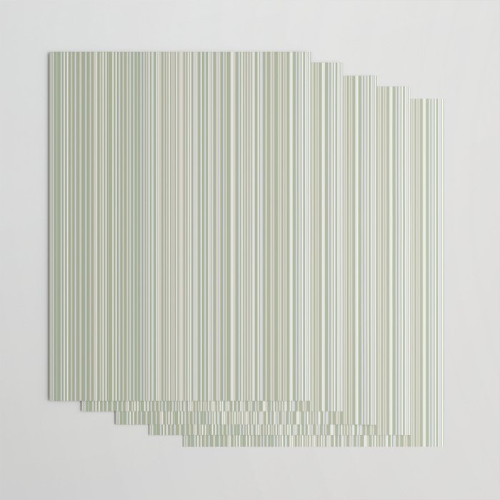 Fine Striped Pattern Vertical in Sage Green, Gray, Beige, and Cream Wrapping Paper Gallery Image 3