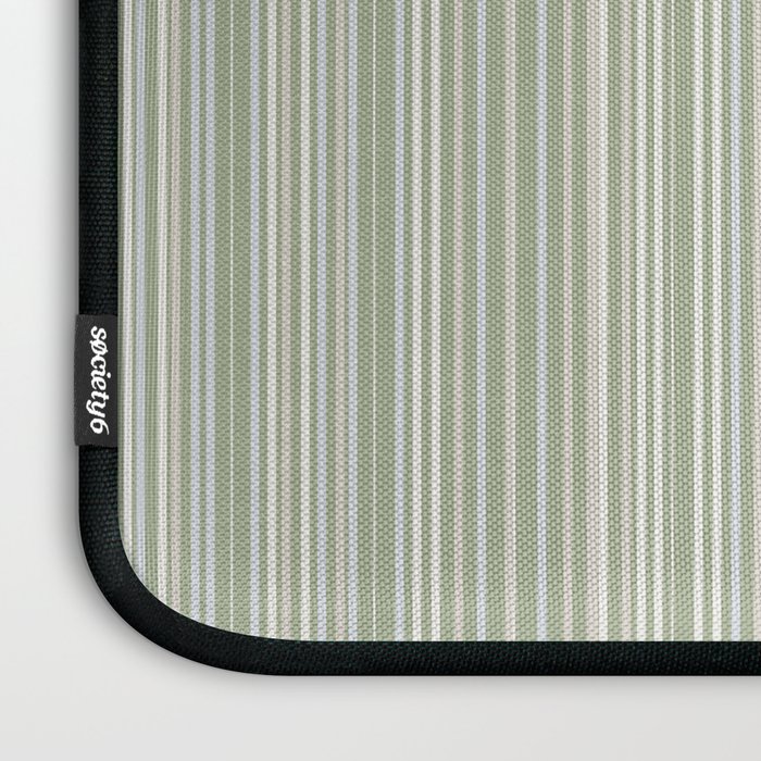 Fine Striped Pattern Vertical in Sage Green, Gray, Beige, and Cream Laptop Sleeve Gallery Image 3