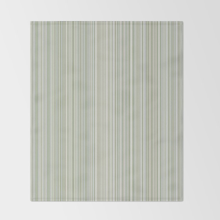 Fine Striped Pattern Vertical in Sage Green, Gray, Beige, and Cream Throw Blanket Gallery Image 2