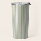 Fine Striped Pattern Vertical in Sage Green, Gray, Beige, and Cream Travel Mug Gallery Image 2