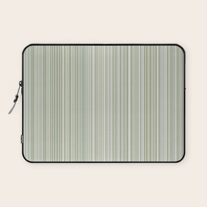 Fine Striped Pattern Vertical in Sage Green, Gray, Beige, and Cream Laptop Sleeve Gallery Image 1