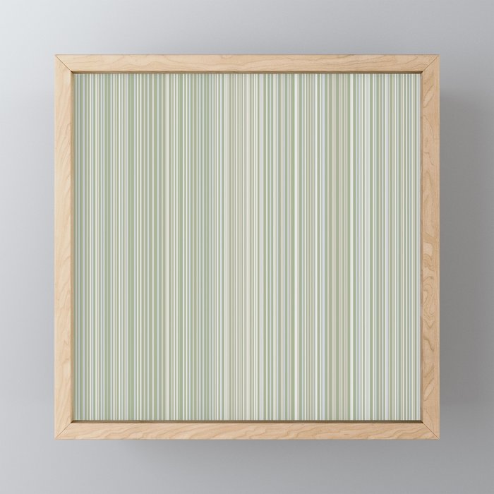 Fine Striped Pattern Vertical in Sage Green, Gray, Beige, and Cream Mini Art Print Gallery Image 1