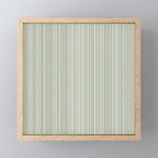 Fine Striped Pattern Vertical in Sage Green, Gray, Beige, and Cream Mini Art Print Gallery Image 1
