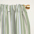 Fine Striped Pattern Vertical in Sage Green, Gray, Beige, and Cream Window Curtain Gallery Image 2