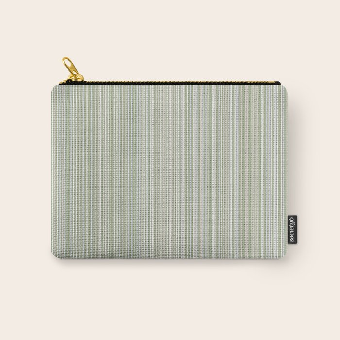 Fine Striped Pattern Vertical in Sage Green, Gray, Beige, and Cream Carry All Pouch Gallery Image 1