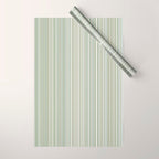 Fine Striped Pattern Vertical in Sage Green, Gray, Beige, and Cream Wrapping Paper Gallery Image 1
