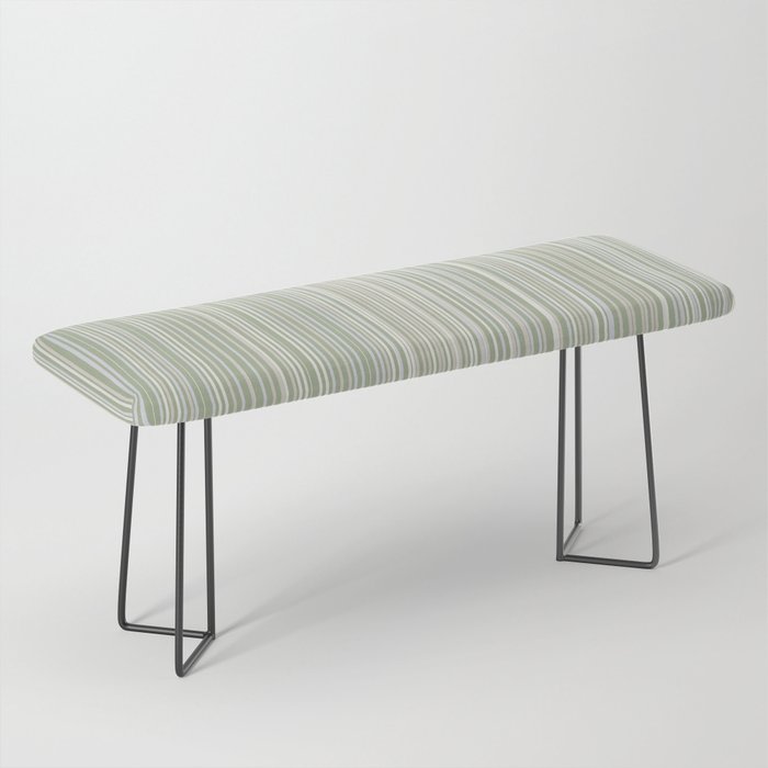 Fine Striped Pattern Vertical in Sage Green, Gray, Beige, and Cream Bench Gallery Image 1