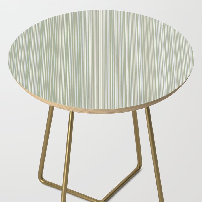Fine Striped Pattern Vertical in Sage Green, Gray, Beige, and Cream Side Table Gallery Image 2