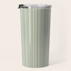 Fine Striped Pattern Vertical in Sage Green, Gray, Beige, and Cream Travel Mug Gallery Image 3