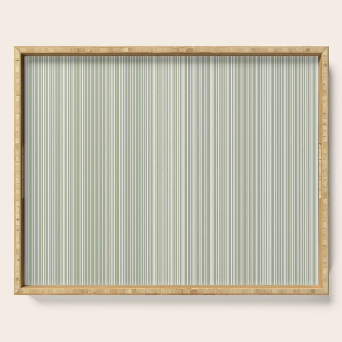 Fine Striped Pattern Vertical in Sage Green, Gray, Beige, and Cream Serving Tray Gallery Image 1