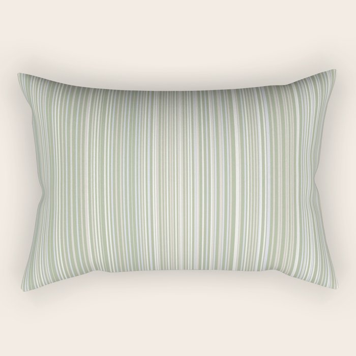 Fine Striped Pattern Vertical in Sage Green, Gray, Beige, and Cream Rectangular Pillow Gallery Image 2