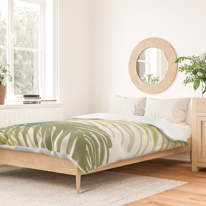 Green Palm Leaf Silhouettes Duvet Cover Gallery Image 2