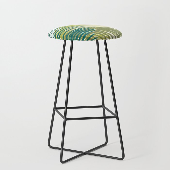 Green Palm Leaf Silhouettes Stool Gallery Image 1