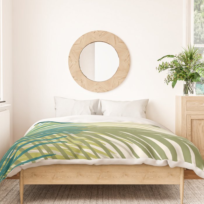 Green Palm Leaf Silhouettes Duvet Cover Gallery Image 3
