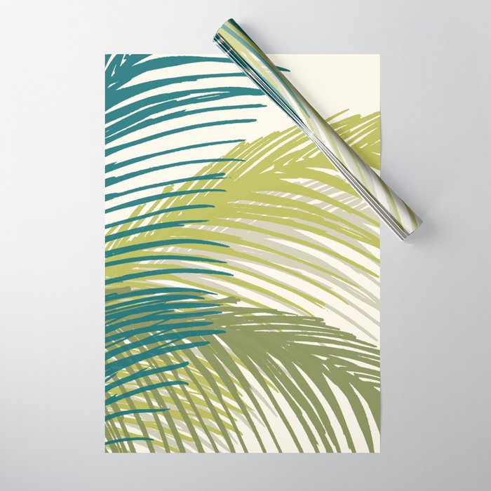 Green Palm Leaf Silhouettes Wrapping Paper Gallery Image 1