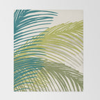 Green Palm Leaf Silhouettes Throw Blanket Gallery Image 2