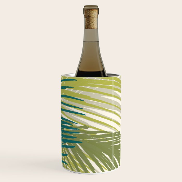 Green Palm Leaf Silhouettes Wine Chiller Gallery Image 1