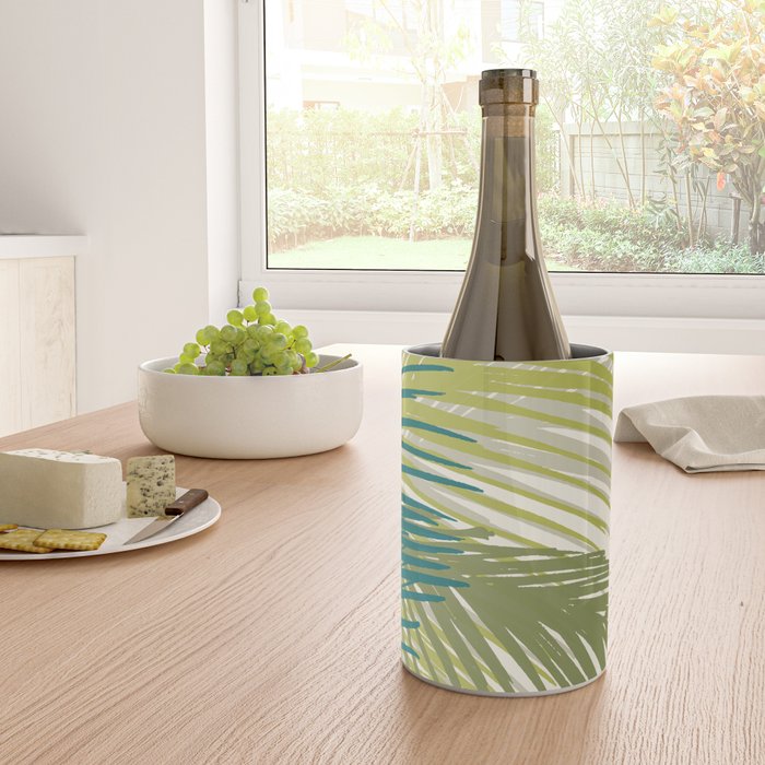 Green Palm Leaf Silhouettes Wine Chiller Gallery Image 4