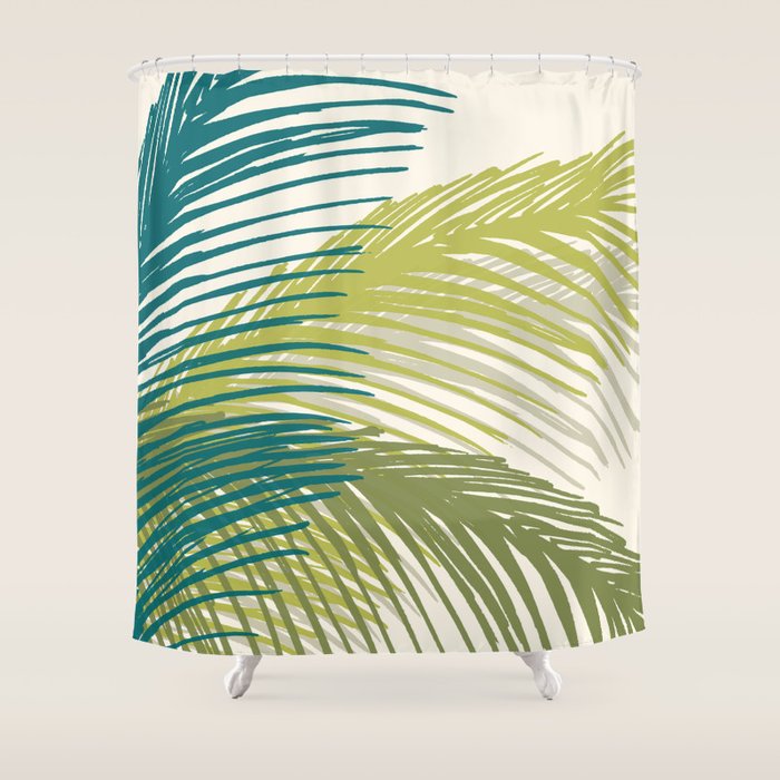 Green Palm Leaf Silhouettes Shower Curtain Gallery Image 1