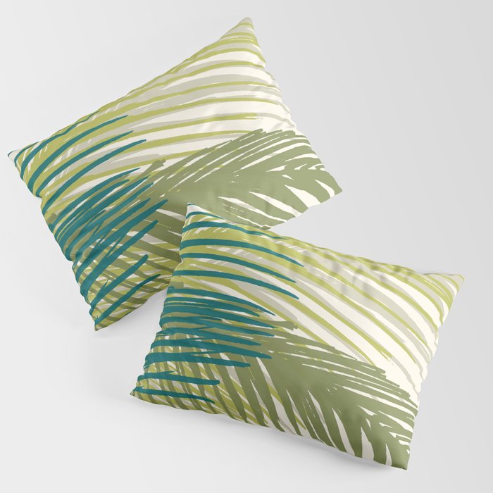 Green Palm Leaf Silhouettes Pillow Sham Gallery Image 1