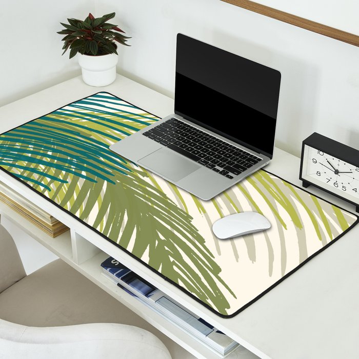 Green Palm Leaf Silhouettes Desk Mat Gallery Image 2