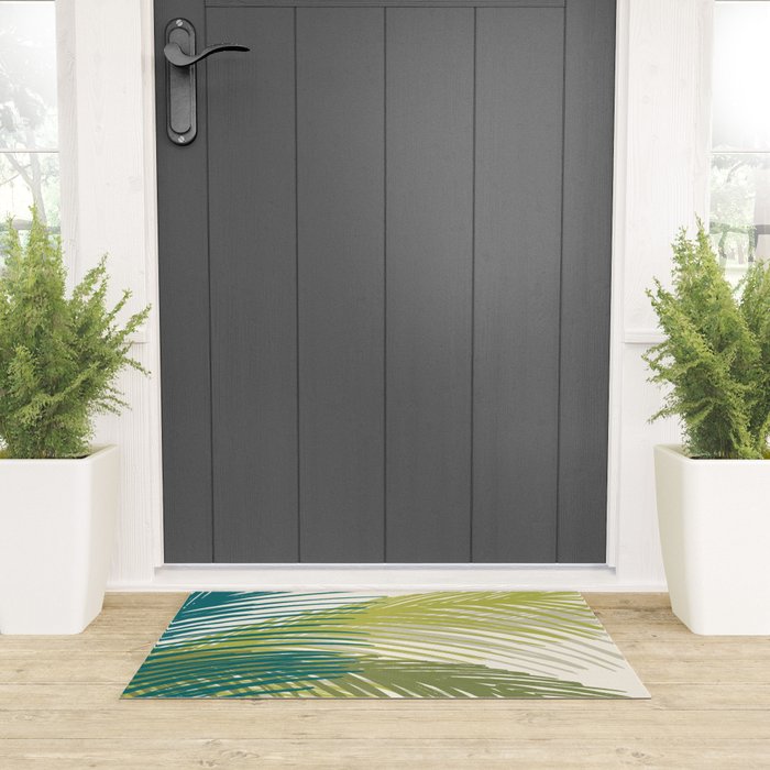 Green Palm Leaf Silhouettes Welcome Mat Gallery Image 3